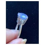 HFF045 Lavender Quartz And Topaz SS Ring Size 6