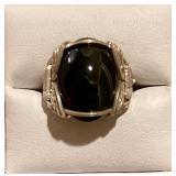 HFF060 Black Onyx SS Unisex Ring SZ 9.5