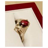 HFF063 Stunning Garnet SS Ring SZ 8