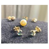 HFF068 Gold Earrings And Pearl Pendant 