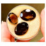 HFF072 Large Smoky Quartz Genuine Gemstone X 3