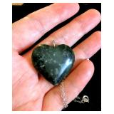 HFF087 SS Bloodstone Heart Necklace 