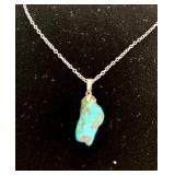 HFF090 Genuine Turquoise SS Necklace 