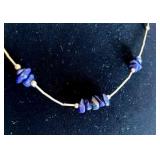 HFF089 Genuine Sodalite Gold Necklace 
