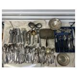 FTH059- Assorted Silver Plated Cutlery & (1) Sterling Weighted Compote Dish