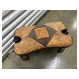 FTH104- Vintage Peruvian Leather Egyptian Revival Saddle Stool