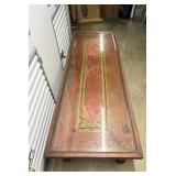 FTH114- Beautiful Balinese Glass Top Coffee Table