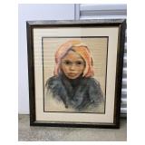 FTH125- Framed Oil Pastel Portrait 