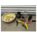 FTH163 Metal Enameled Wash Pan, Carced Wooden Head, Ceramic Vessels & More!