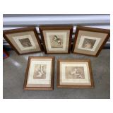FTH235- (5) Framed Block Print Art