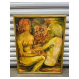 FTH284 Framed Original Abstract Painting Of Nudes