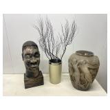 FTH292- Sculptured Vase, Wooden Decor & Black Coral