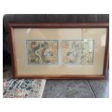 FTH327- Framed Vintage Asian Embroidery On Silk Panel
