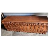 FTH360 - Vintage Carved Wooden Blanket Chest