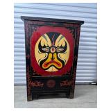 FTH431- Vintage Painted Oriental (2) Door Cabinet 