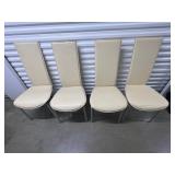 FTH467- (4)Leather Like Ivory Tall Back Dining Chairs