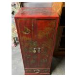 FTH472 Asian Hand Painted Wooden CD Storage Cabinet 