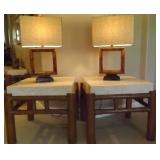 KLS003 Matching Faux Marble Side Tables with Lamps