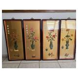 NVN030-Asian/Chinese 4 Panel Jade Framed Art
