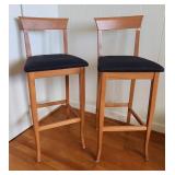 NVN089 - Pair of Padded Wooden Bar Stools