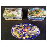 NVN109 - Trio Of Vintage Cloisonne Snuff Boxes