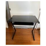 NVN138- Black Metal Office Desk With Black Tempered Glass 