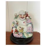 NVN149- Ceramic Laughing Buddha With 5 Children Figurine