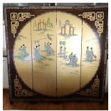 NVN151 - Vintage 4-Panel Asian Themed Room Divider. 
