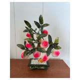NVN160- Decorative Stone & Glass Peach Tree Bonsai