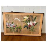 NVN161- Large Asian Brush Art Style On Wooden Side By Side (4) Panel Frame