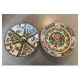 NVN178- (2) Porcelain Rose Medaliion Platters
