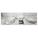 NVN179-3 Piece Set Of Corning Ware Casserole Dishes With Lids