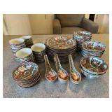 NVN184- Porcelain Rose Medallion Bowls, Plates & Spoons