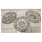 NVN171- Three Vintage Famille Rose Medallion Asian/Chinese Porcelain Platters