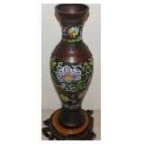 WWT018 Vintage Bronze Light Stand with Cloisonné Inlay India