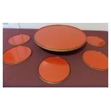 WWT026 Lacquered Bamboo Lazy Susan and Plates