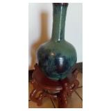 WWT033 Large Blue Glazed Masuko Yaki Ceramic Vase