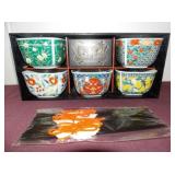 WWT035 Vintage Set of Five Rice Bowls & Chopsticks