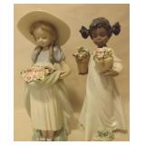 WWT095 2 Lladro Girls with Flowers