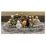 PPP122- Assorted Miniature Perfume Bottles On Glass Tray