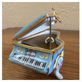 PPP124-Light Blue Atelier Limoges France Grand Piano Trinket Porcelain Box