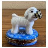 PPP125- Limited Edition Limoges France Bichon Frise Trinket Box 