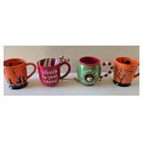 PPP129-Four Festive Coffee/Cocoa Mugs