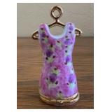 PPP133- Collectible Limoges France Dress On Hanger Trinket Box 