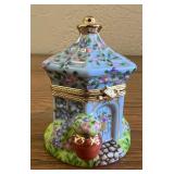 PPP148- Collectible Atelier De Limoges Porcelain Garden Gazebo Trinket Box