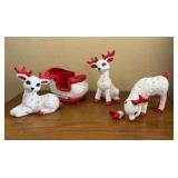 PPP159- Handcrafted Ceramic Reindeer And Sled Decor