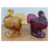 PPP163- (2) LE Smith Amberina Turkey Candy Dish 