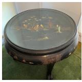 WWW015 Chinese Black Lacquered Round End Table 