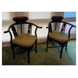 WWW016 Pair Of Chinese Carved Wooden Arm Chairs