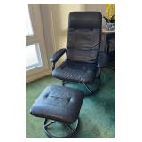 WWW017 Black Leather Recliner Chair With Ottoman 